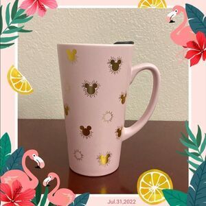 Disney Mickey Mouse Pink Latte Mig Ceramic Travel Coffee Mug New